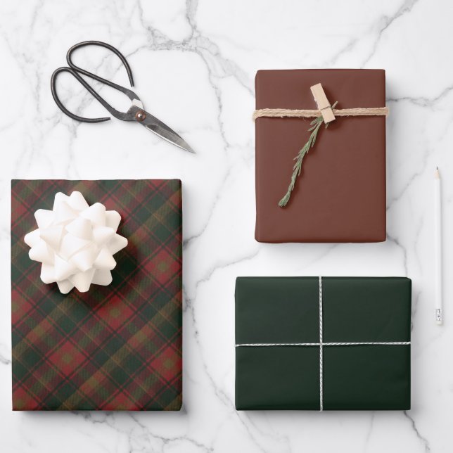 Canadian Maple Leaf Tartan Wrapping Paper Geschenkpapier Set (Vorderseite)