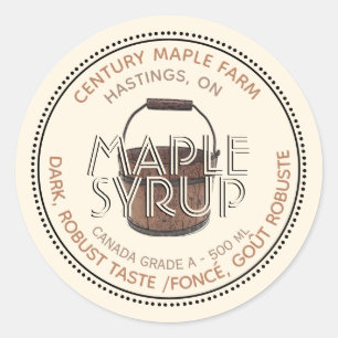 Canadian Maple Sirup Editable Label (Sap Bucket) Runder Aufkleber