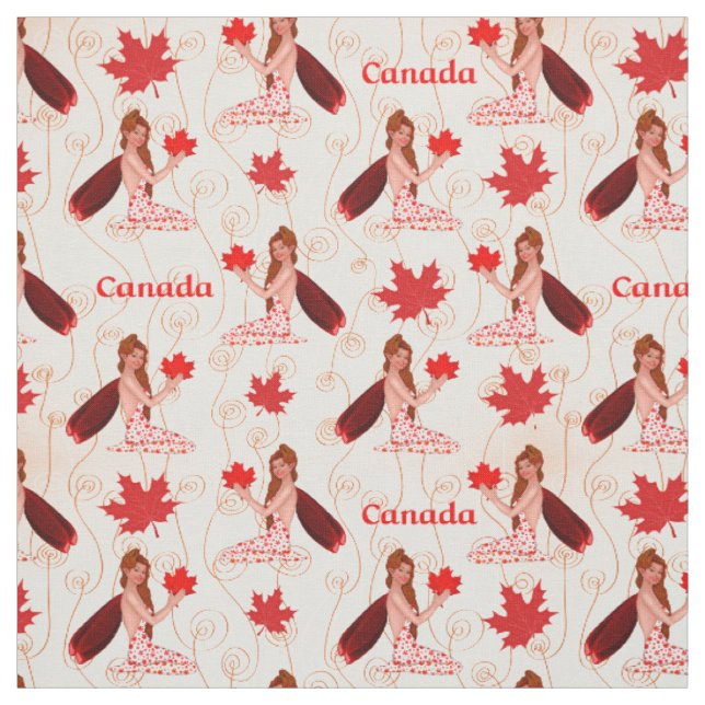 Canadian Mapleleaf Fairy on Light Fabric Stoff (Muster)