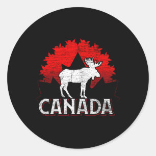 Canadian Moose Maple Leaf Tier Kanada Runder Aufkleber