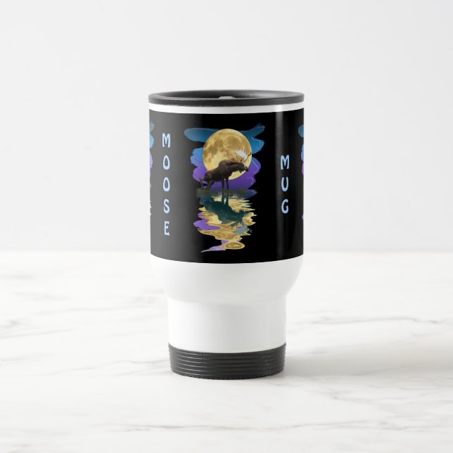 Canadian Moose & Moon Souvenir Wildlife Reisebecher (Mittel)