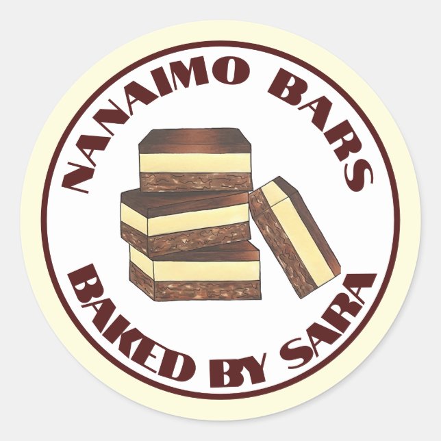 Canadian Nanaimo Bars Bäckerei hausgemacht von Runder Aufkleber (Vorderseite)