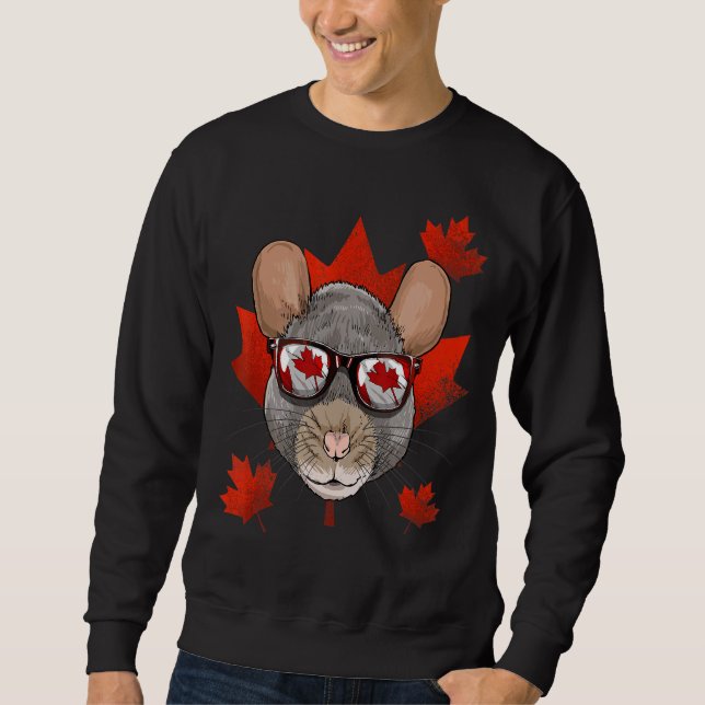 Canadian Rat Mouse Maple Tree Leaf Canada Flag Mic Sweatshirt (Vorderseite)