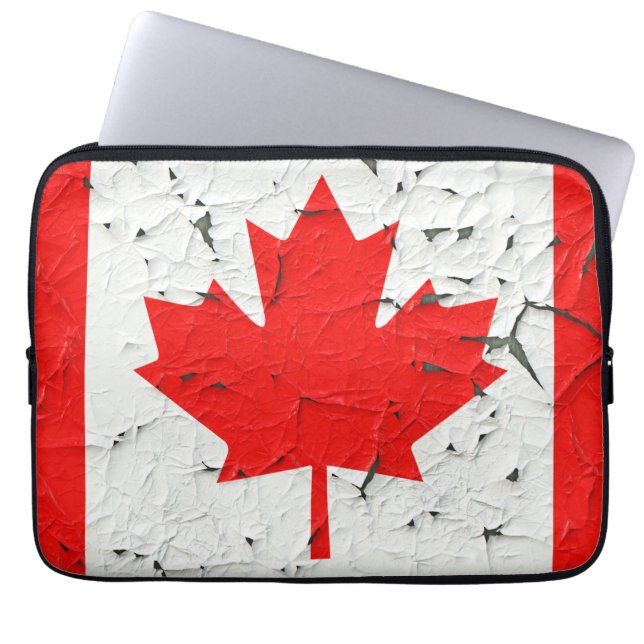 Canadian Red Maple Leaf CANADA Peeling Paint sieht Laptopschutzhülle (Vorderseite)