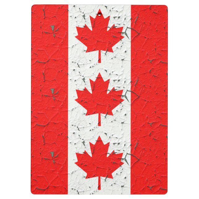 Canadian Red Maple Leaf CANADA Peeling Paint Style Klemmbrett (Rückseite)