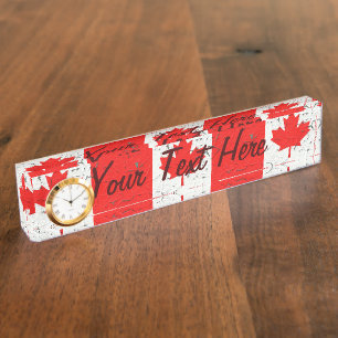 Canadian Red Maple Leaf CANADA Peeling Paint Style Namensplakette