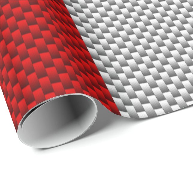 Canadian Red Maple Leaf in Carbon Fibre sieht aus Geschenkpapier (Rolleneckpunkt)