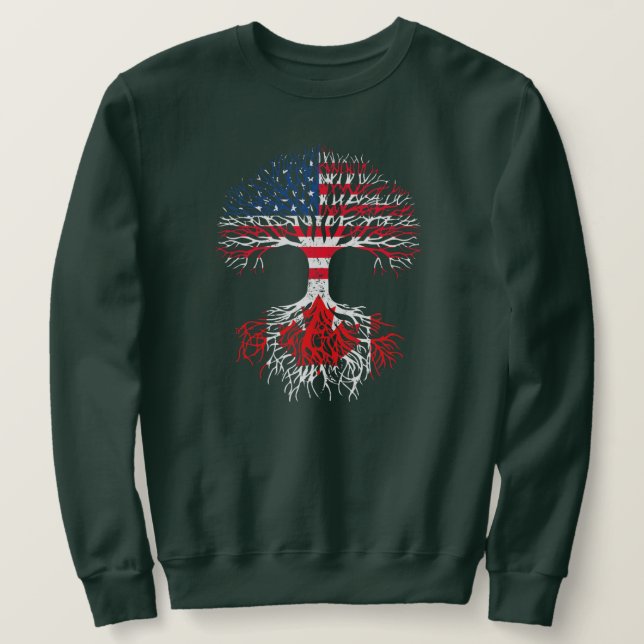 Canadian Roots American Grown Canada Flag Männer Sweatshirt (Design vorne)