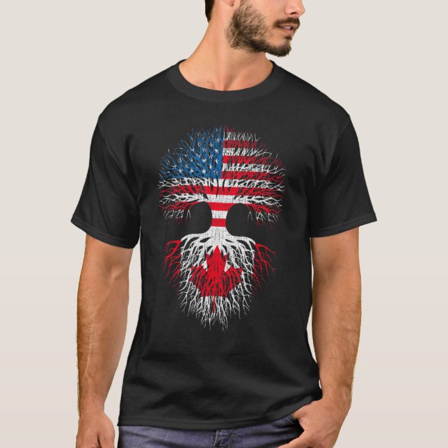 Canadian Roots American Grown Canada Flag Men Wome T-Shirt (Vorderseite)