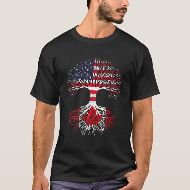 Canadian Roots American Grown Canada Flag T Men Wo T-Shirt (Vorderseite)