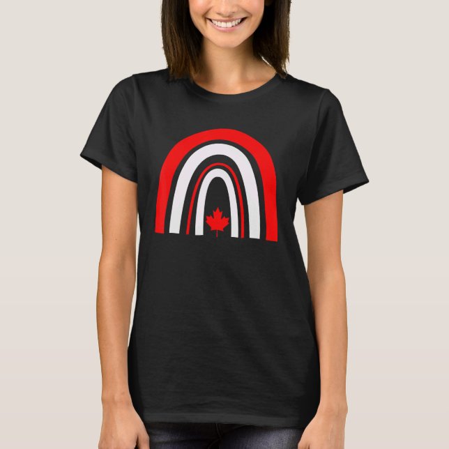 Canadian Roots Maple Leaf Canadian American Rainbo T-Shirt (Vorderseite)