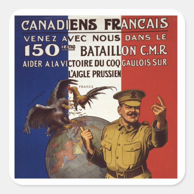 Canadiens Francais Quadratischer Aufkleber (Vorderseite)
