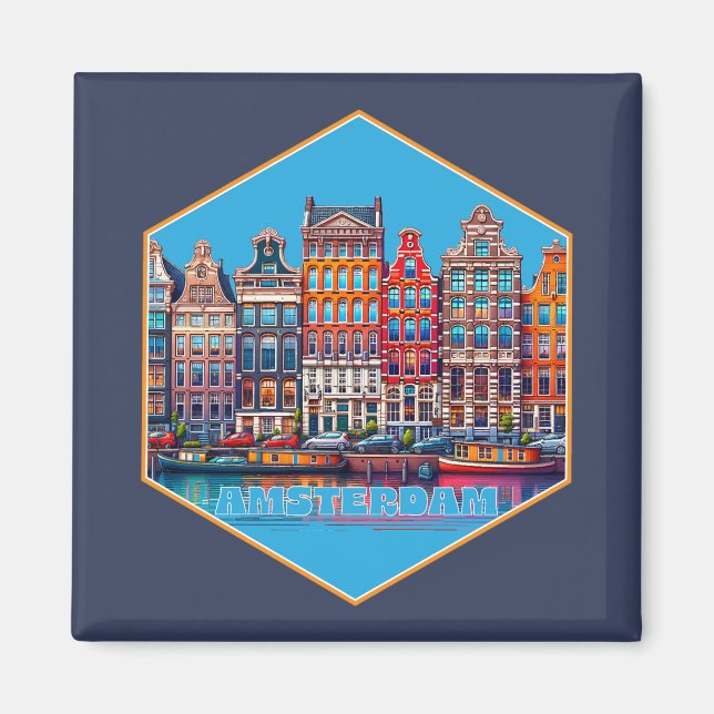 Canal Amsterdam Niederlande Europa Magnet (Vorne)