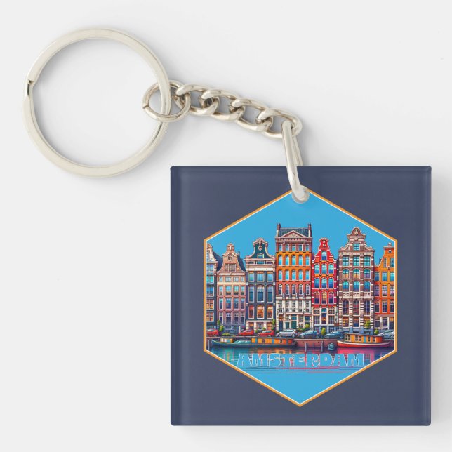 Canal Amsterdam Niederlande Europa Schlüsselanhänger (Vorderseite)
