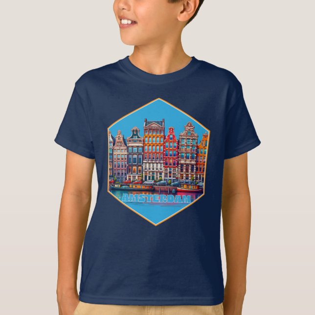 Canal Amsterdam Niederlande Europa T-Shirt (Vorderseite)