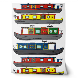 Canal Boats Barges and Narrowboats Pattern Tapete
