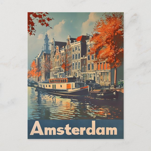 Canal Charm: Amsterdam Vintag Postcard Postkarte (Vorderseite)