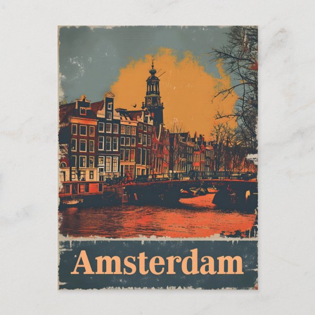 Canal Charme : Carte postale Vintage Amsterdam (Devant)