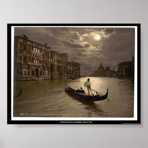 Canal Grande durch Mondschein, Venedig, Italien Poster