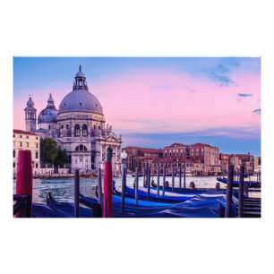 Canal Grande mit Gondeln und Kirche in Venedig Fotodruck