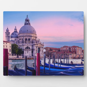 Canal Grande mit Gondeln und Kirche in Venedig Fotoplatte
