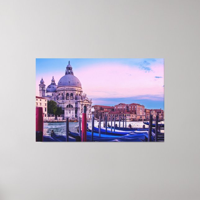 Canal Grande mit Gondeln und Kirche in Venedig Leinwanddruck (Vorderseite)