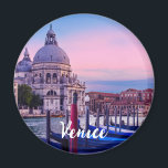 Canal Grande mit Gondeln und Kirche in Venedig Magnet<br><div class="desc">Basilica di Santa Maria della Salute. Sonnenuntergang über Grand Canal mit Gondeln und Kirche in Venedig</div>