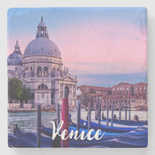 Canal Grande mit Gondeln und Kirche in Venedig Steinuntersetzer
