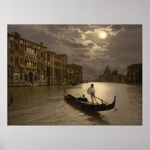 Canal Grande von Moonlight II Venedig, Archivdruck Poster