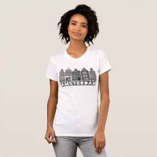 Canal House Row Amsterdam Holland B&W T-Shirt