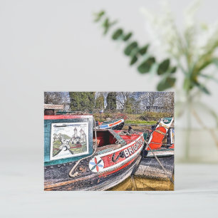 CANAL NARROWBOATS POSTKARTE