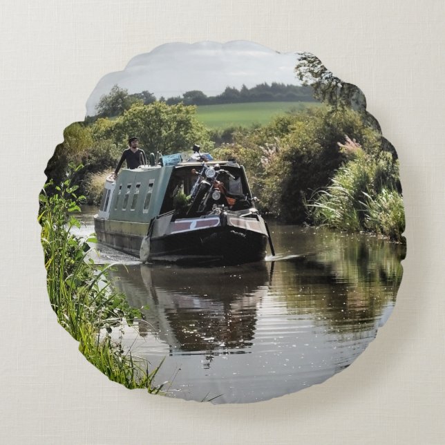 CANAL NARROWBOATS RUNDES KISSEN (Vorderseite)