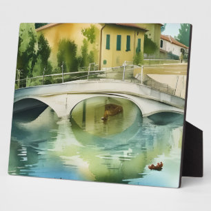 Canalbrücke Szenische Wasserfarbe Tischplatte Fotoplatte