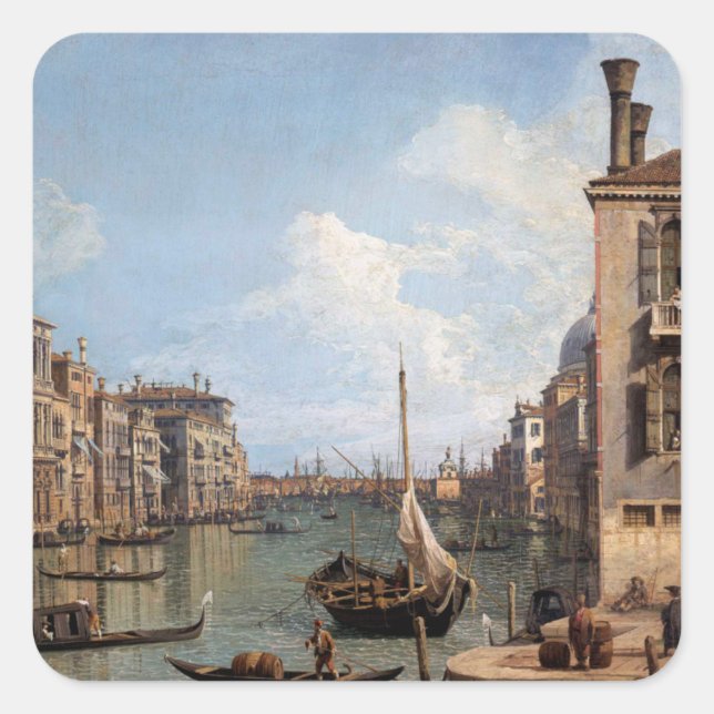 Canaletto Blick auf den Canal Grande Quadratischer Aufkleber (Vorderseite)
