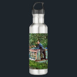 CANALS AND NARROWBOATS EDELSTAHLFLASCHE<br><div class="desc">A fun art design of a gentleman steering his narrowboat along the canal.</div>