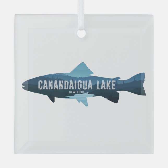 Canandaigua Lake New York Fish Ornament Aus Glas (Vorderseite)