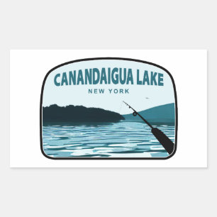 Canandaigua Lake New York Fishing Rod Rechteckiger Aufkleber