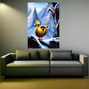 Canard dans la montagne enneigée   AI Art Poster