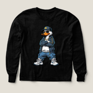 Canard de dessin animé swag avec chaînes en or et 