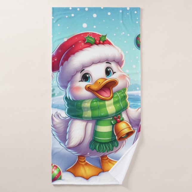 Canard de Noël coloré mignon (Serviette de bain)