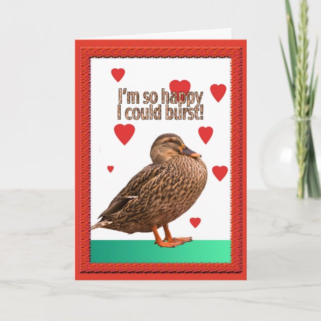 Canard éclatant la carte de Valentine de coeur (Devant)