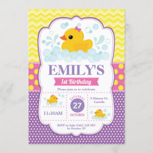 Canard en caoutchouc 1er anniversaire Invitation G