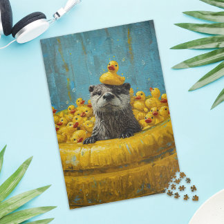 Canard en caoutchouc de la loutre drôle Puzzle de
