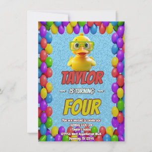 Canard en Caoutchouc Mignon Invitation d'Anniversa