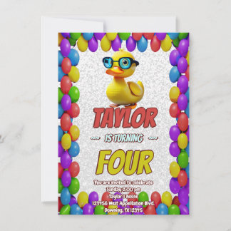Canard en Caoutchouc Mignon Invitation d'Anniversa