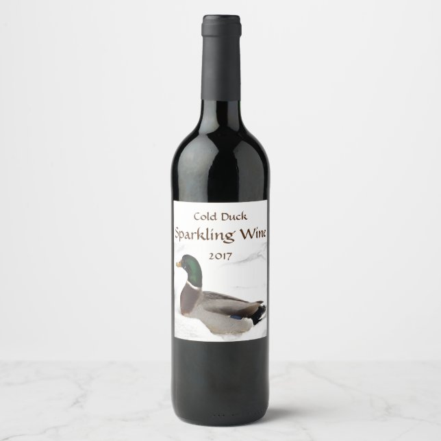 Canard froid dans le Étiquette de vin mousseux à n (Devant)