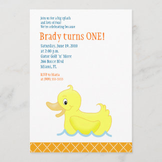 Canard jaune Invitation d'anniversaire 5x7 - Orang