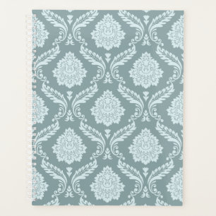 Canard Rococo Motif Damask Œuf Bleu+Turquoise