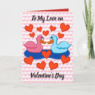 Canards dans Love Valentines Carte de jour