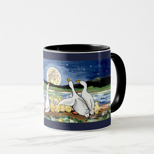 Canards Famille Montre Moon Designer Mug (Devant droit)